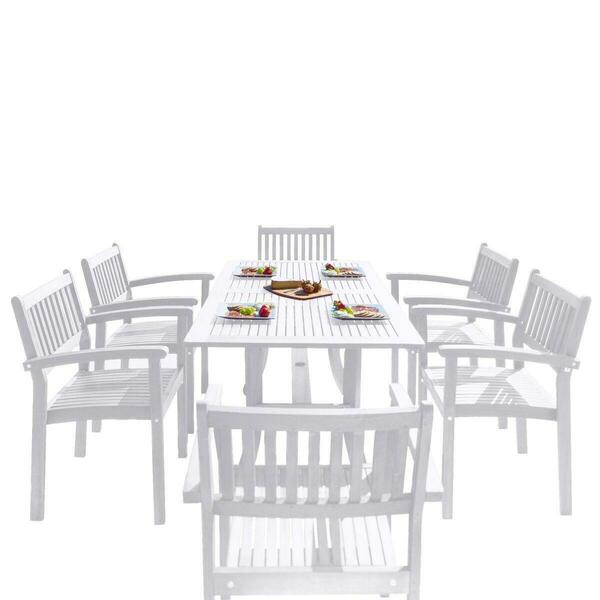 Vifah Bradley Outdoor Patio Wood 7-piece Dining Set with Stacking Chairs V1337SET26